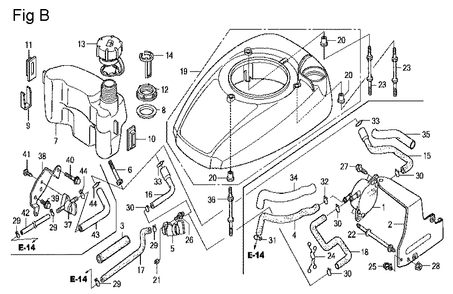 Fig-2 Diagram and Parts List for GCV160LA Type N5AF Honda Engine