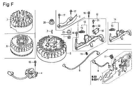 Fig-6 Diagram and Parts List for GCV160LA Type N1A Honda Engine