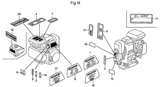 Fig-13 Diagram and Parts List for GC160A Type PHA Honda Engine