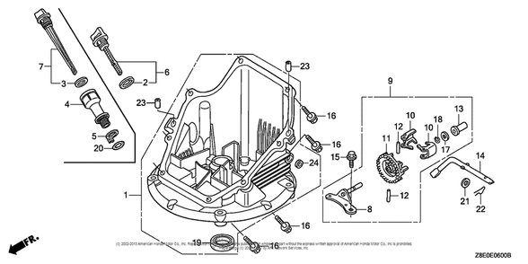 Oil Pan Diagram and Parts List for GSV190LA (typeGBH)(GJACA-1035731) Honda Engine