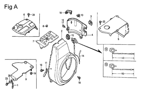 Fig-1 Diagram and Parts List for G100K2 Type ZK2 Honda Engine