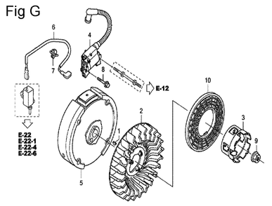 Fig-7 Diagram and Parts List for GC190A Type QHKF Honda Engine