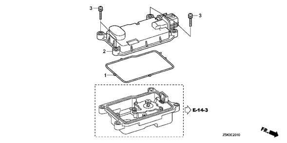 Part Location Diagram of 34750-Z5T-V72 Honda Control Unit, Electronic
