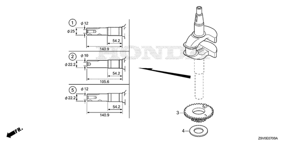 Crankshaft Diagram and Parts List for GCV200LA (Type G5BR)(GJAVA-1000001-9999999) Honda Engine