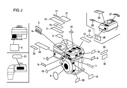Fig-10 Diagram and Parts List for GX120T1 Type QX Honda Engine