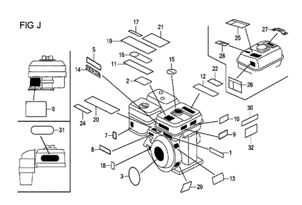 Fig-10 Diagram and Parts List for GX120T1 Type QD Honda Engine