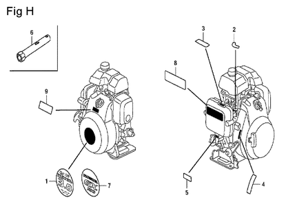 Fig-8 Diagram and Parts List for GX100U Type KRB Honda Engine