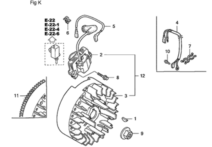Fig-11 Diagram and Parts List for GC190A Type QEA Honda Engine