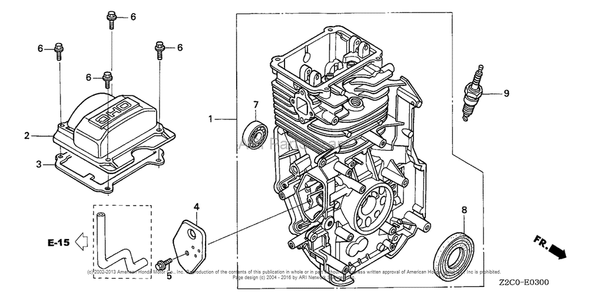 Cylinder Barrel Diagram and Parts List for GS190LA (typeQHAF)(GCACA-1000001) Honda Engine