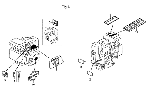 Fig-14 Diagram and Parts List for GC160LA Type DHAF Honda Engine