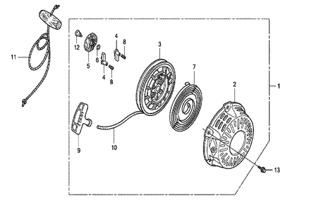 Fig-0 Diagram and Parts List for GX120K1 Type HX2 Honda Engine