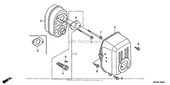 Muffler Diagram and Parts List for GC190LA (typeVBAF)(GCAAA-1496157) Honda Engine