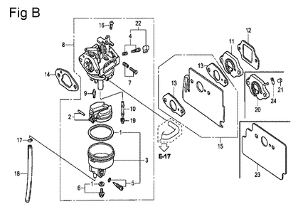 Fig-2 Diagram and Parts List for GC135 Type VXA Honda Engine