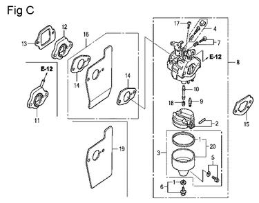 Fig-3 Diagram and Parts List for GCV160LE Type N7A1 Honda Engine
