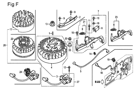 Fig-6 Diagram and Parts List for GCV160A Type S1M Honda Engine