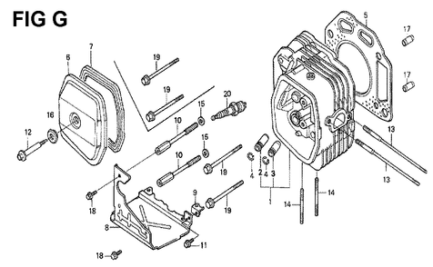 Fig-8 Diagram and Parts List for GXV340K1 Type DA Honda Engine