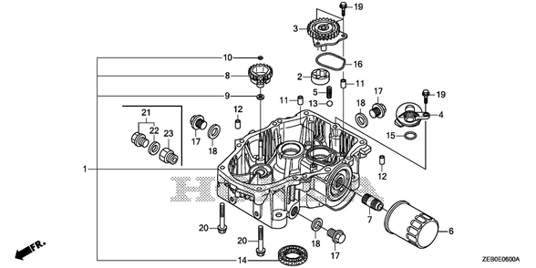 Oil Pan Diagram and Parts List for GXV800IRH (Type QYX4)(GJALH-1000001-9999999) Honda Engine