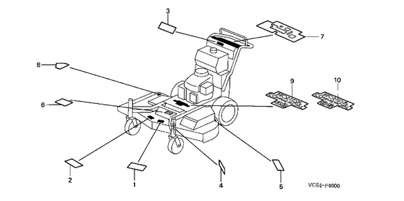Labels (Frame) Diagram and Parts List for CD7136A (Type  36)(RZDZ-3000001 - 9999999) Honda Lawn Tractor Accessories