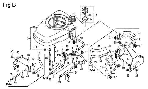 Fig-2 Diagram and Parts List for GCV160A Type EHHB Honda Engine