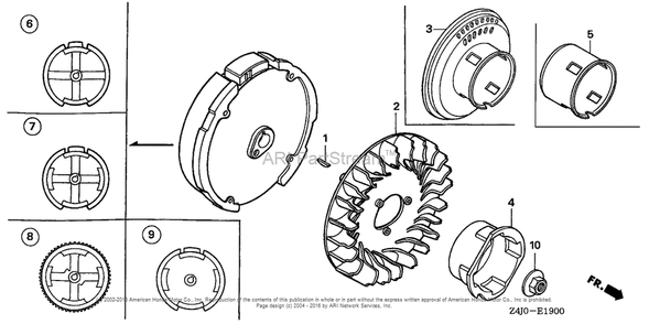 Flywheel Diagram and Parts List for GX160U1 (typeWDA6)(GCACK-1000001) Honda Engine