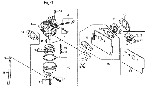 Fig-7 Diagram and Parts List for GS160LA Type QHAF Honda Engine