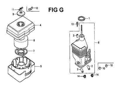 Fig-14 Diagram and Parts List for GX160K1 Type H1 Honda Engine