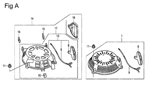 Fig-1 Diagram and Parts List for GCV160A Type E1G7 Honda Engine