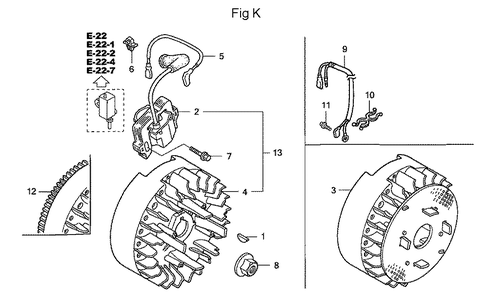 Fig-11 Diagram and Parts List for GC160A Type QHAF Honda Engine