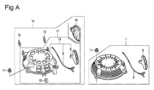 Fig-1 Diagram and Parts List for GCV160A Type BHH Honda Engine