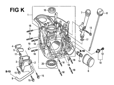 Fig-12 Diagram and Parts List for GXV530 U3-1070150 Honda Engine