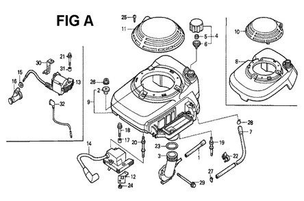Fig-7 Diagram and Parts List for GXV120 Type A21 Honda Engine