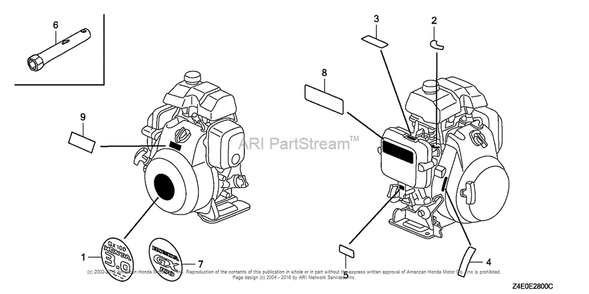 Part Location Diagram of 87601-Z4E-W50 Honda Mark, Type (Krb5)