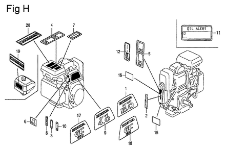 Fig-8 Diagram and Parts List for GC135 Type QHE Honda Engine