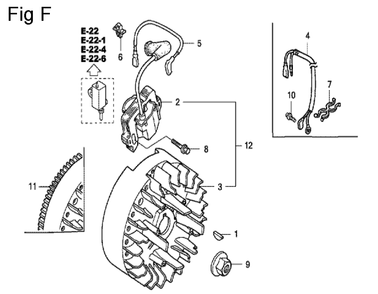 Fig-6 Diagram and Parts List for GC190A Type QHE5 Honda Engine