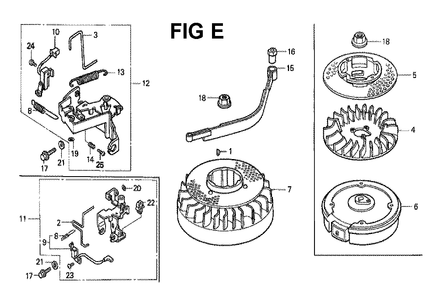 Fig-3 Diagram and Parts List for GXV120 Type A21 Honda Engine