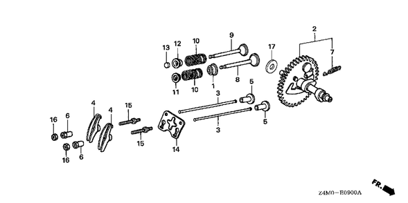 Part Location Diagram of 14100-Z4M-000 Honda Camshaft Assembly.