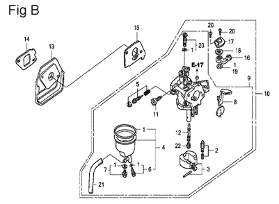 Fig-2 Diagram and Parts List for GX100U Type QE Honda Engine