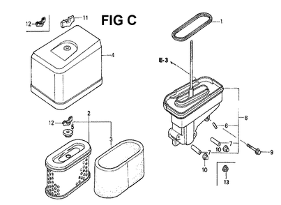 Fig-12 Diagram and Parts List for GXV340K1 Type DN Honda Engine
