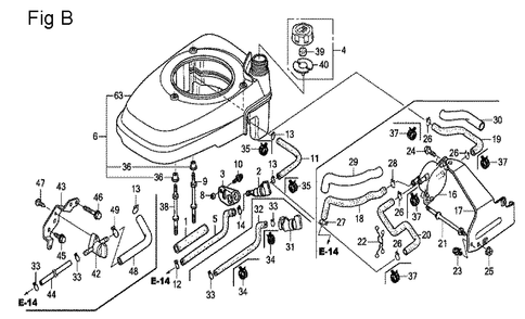 Fig-2 Diagram and Parts List for GCV160A Type E1A4 Honda Engine