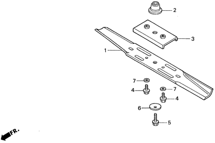 Rotary Blade Diagram and Parts List for H1011R (Type  SA)(MZAW-6000001 - 6100000) Honda Lawn Mower