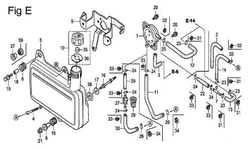 Fig-5 Diagram and Parts List for GC160 Type QHE5 Honda Engine