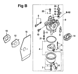 Fig-2 Diagram and Parts List for GXV160A1 Type A1AS Honda Engine