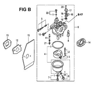 Fig-10 Diagram and Parts List for GXV160H2 Type SFNR Honda Engine