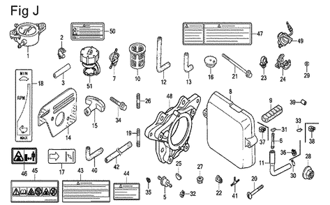 Fig-10 Diagram and Parts List for GX100U Type QA2 Honda Engine