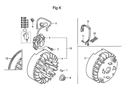 Fig-11 Diagram and Parts List for GC160 Type QHAJ Honda Engine