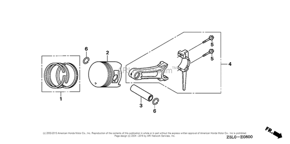Piston Diagram and Parts List for GX340U2 (typeSMX2)(GCBKK-1000001) Honda Engine