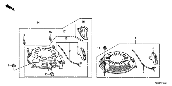 Recoil Starter Diagram and Parts List for GCV160LA0 (Type  G5AF)(GCAD-1000001 - 9999999) Honda Engine