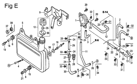 Fig-5 Diagram and Parts List for GC160A Type VXE Honda Engine
