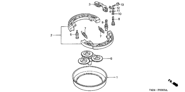 Clutch Outer Diagram and Parts List for HP400 (Type  BA)(NAA-2000001 - 2299999) Honda Lawn Tractor Accessories