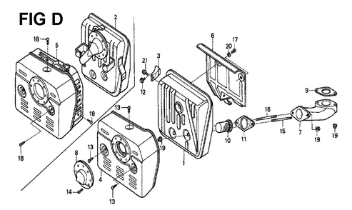 Fig-12 Diagram and Parts List for GXV340 Type DN Honda Engine